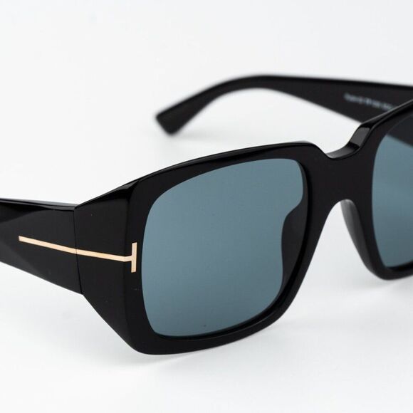 Tom Ford Women Sunglasses Ryder-02 Shiny Black Blue Rectangle FT1035 01V NEW main image 7